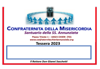 tessera iscrizione Confraternita